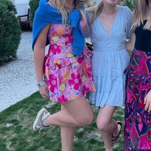 LoveShackFancy Pink Floral Mini Dress